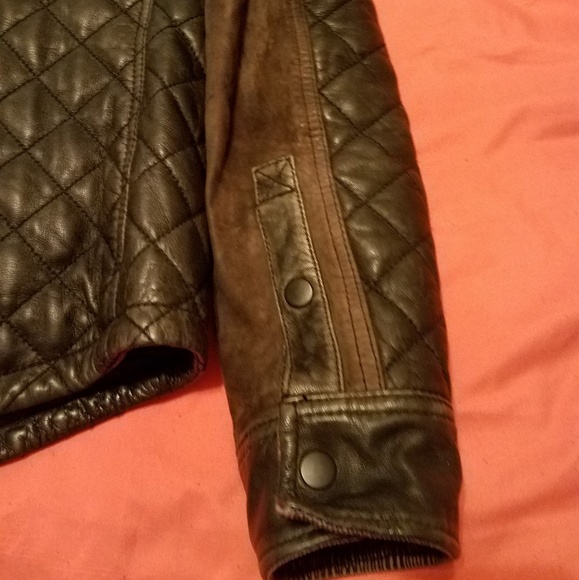 All Saints "Alter" Jacket Quilted Leather Suede - Picture 6 of 7